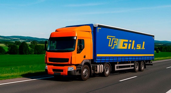 Trailer de transporte circulando por una carretera